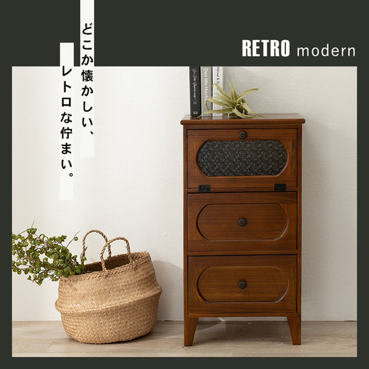 和洋を問わずあらゆるインテリアにマッチする上質感のあるチェスト（ブラウン）(約)幅42×奥行32×高さ78cm