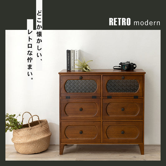 和洋を問わずあらゆるインテリアにマッチする上質感のある2列3段チェスト（ブラウン）(約)幅80×奥行32×高さ78cm