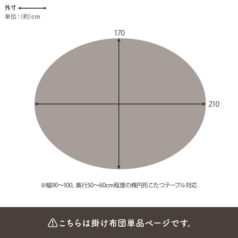 こたつ布団  掛布団 洗える おしゃれ ケーブルニット柄 コタツ布団 幅210×奥行170cm 楕円型