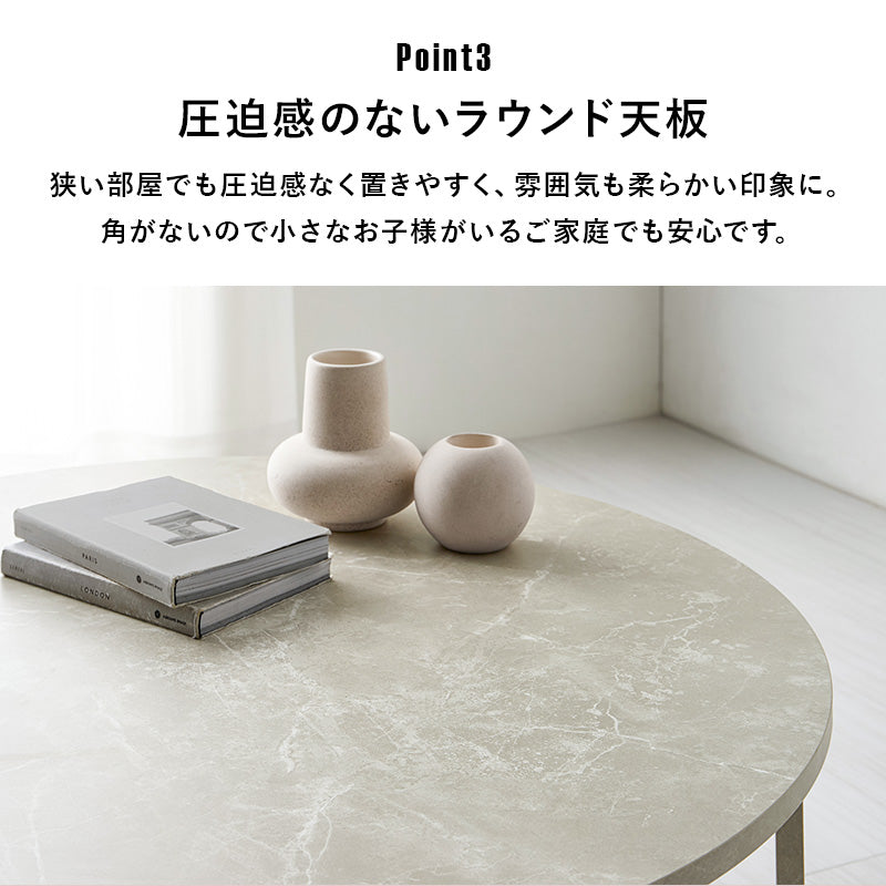 折れ脚テーブル 円形テーブル ヴィンテージ 幅68cm 木目調 石目調