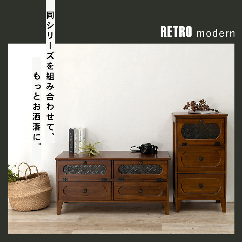 レトロTV台 クラシックテレビボード 収納付き　木製　90cmのコンパクトタイプ