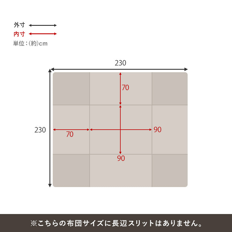 ハイタイプ用うす掛け布団　細かく編みこまれた立体感のあるニット柄が上品なこたつ布団　幅90cm