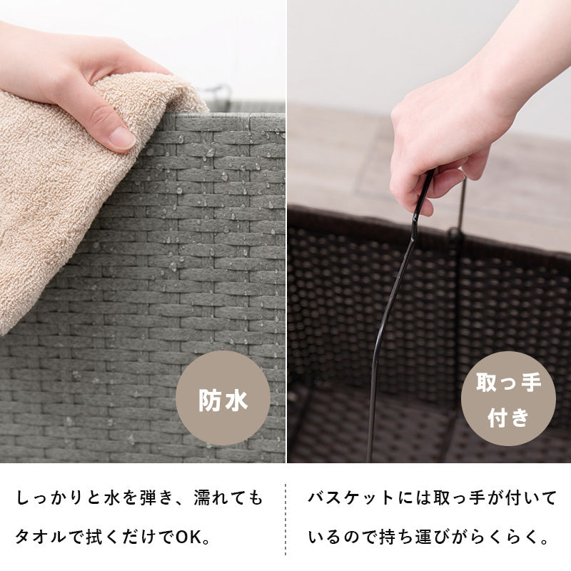 ランドリーラック キャスター付収納ボックス  バスケットタイプ 幅28×奥行45cm 2個タイプ