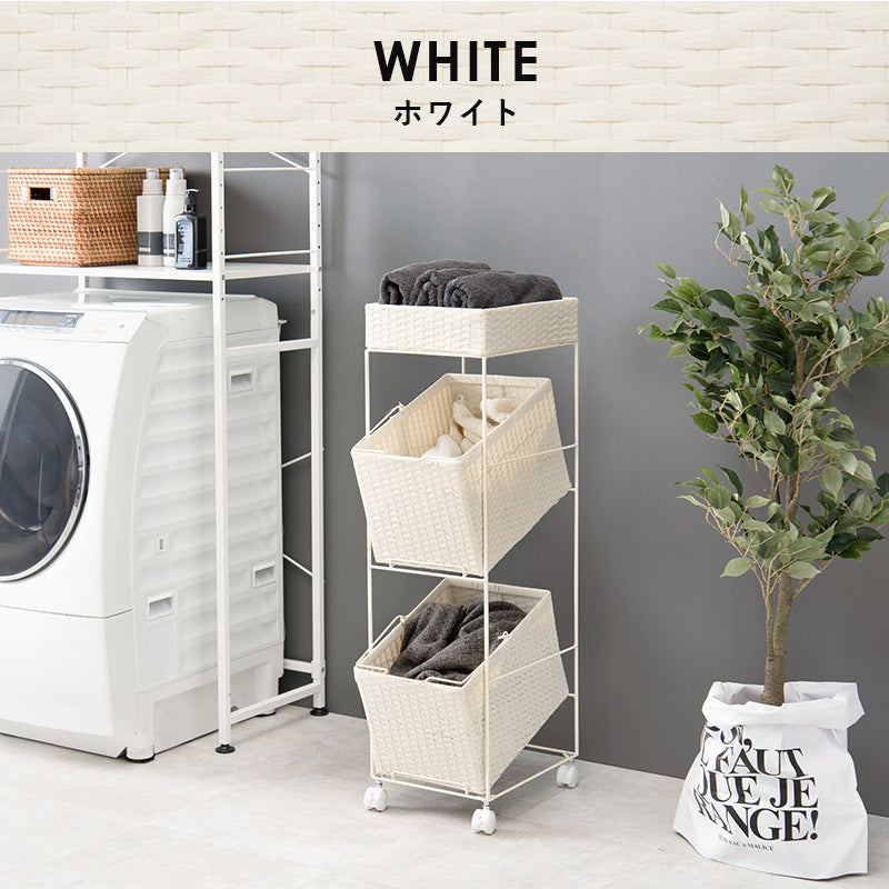 ランドリーラック キャスター付収納ボックス  バスケットタイプ 幅28×奥行45cm 2個タイプ