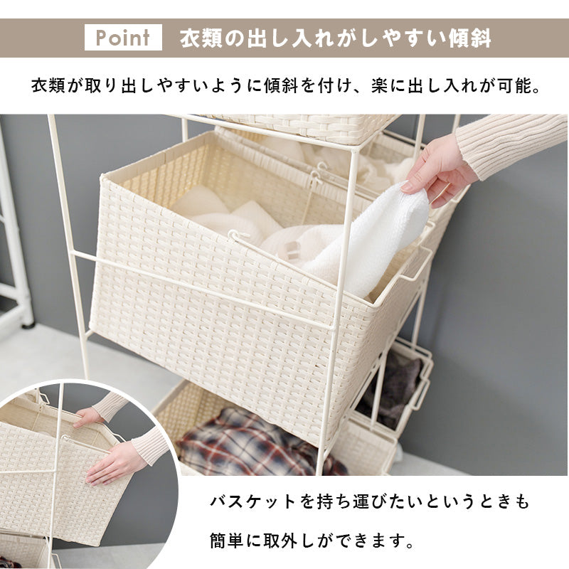 ランドリーラック キャスター付収納ボックス  バスケットタイプ 幅56×奥行45cm 4個タイプ