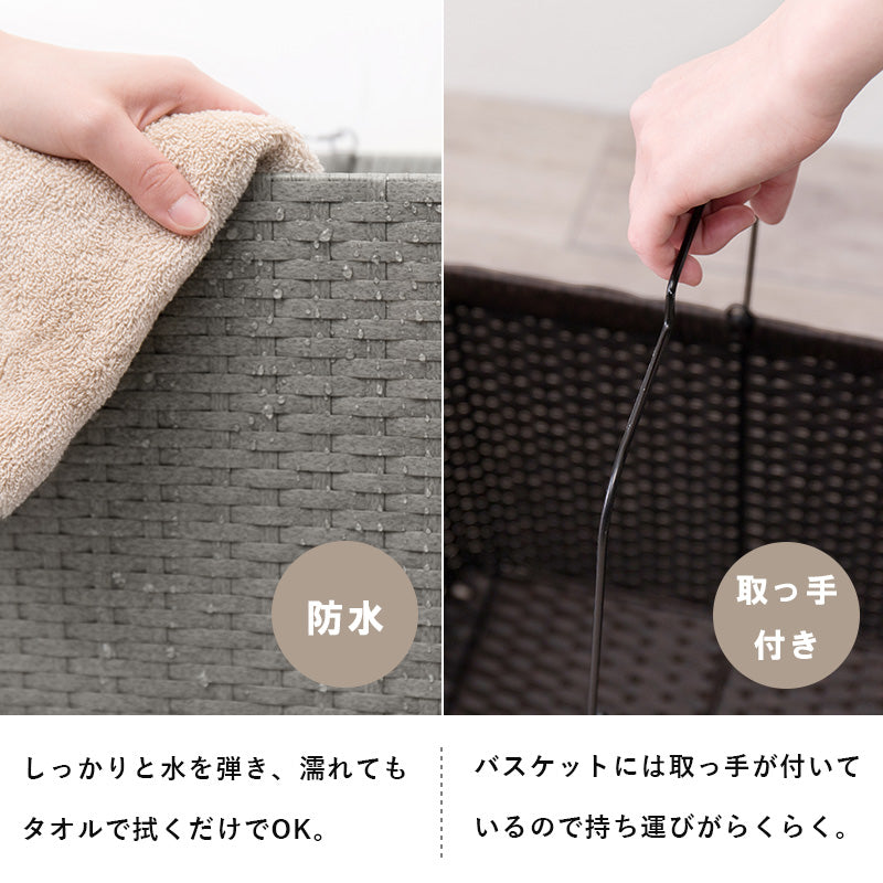 ランドリーラック バスケットは持ち運べて便利 キャスター付収納ボックス  バスケットタイプ 幅30×奥行40cm 2個タイプ