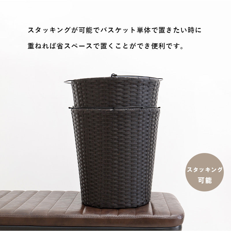 ランドリーラック 縦型 バスケットは持ち運べて便利 キャスター付収納ボックス  バスケットタイプ 幅30×奥行40cm 2個タイプ