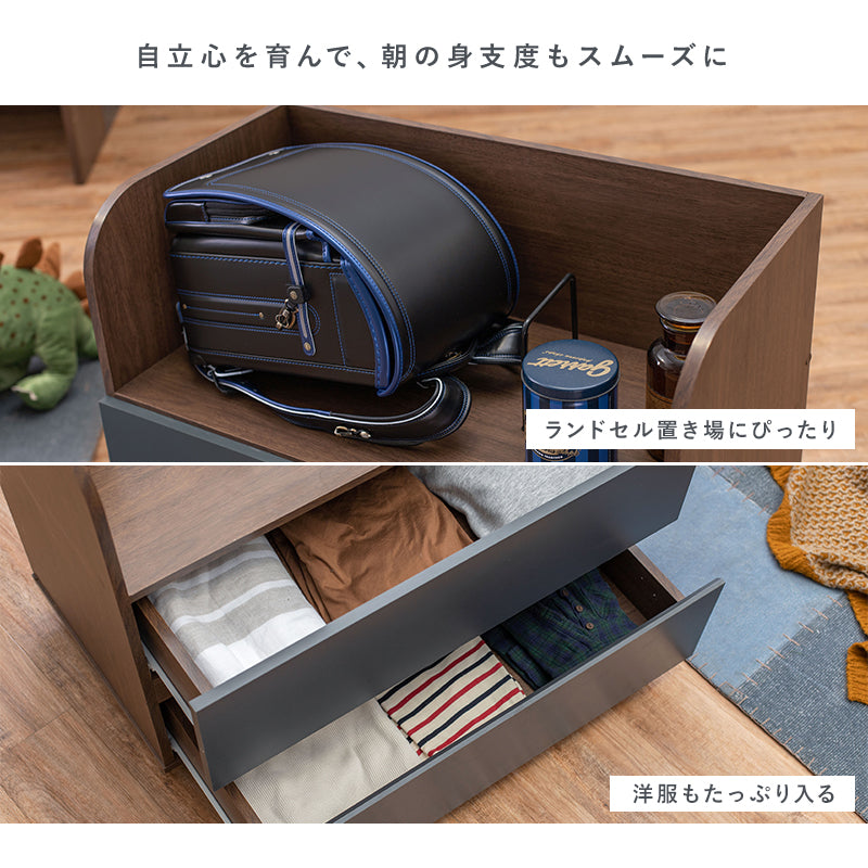 テーブル　ワゴンの付いたシステムベッド 子供部屋　省スペース シングル