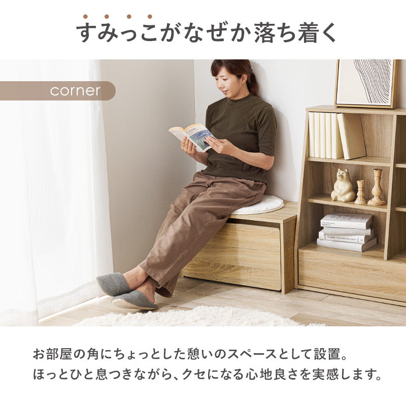 ベンチ ローデスク 収納 ワゴン付き 子供部屋 玄関収納 リビング 60×40cm ナチュラル シンプル