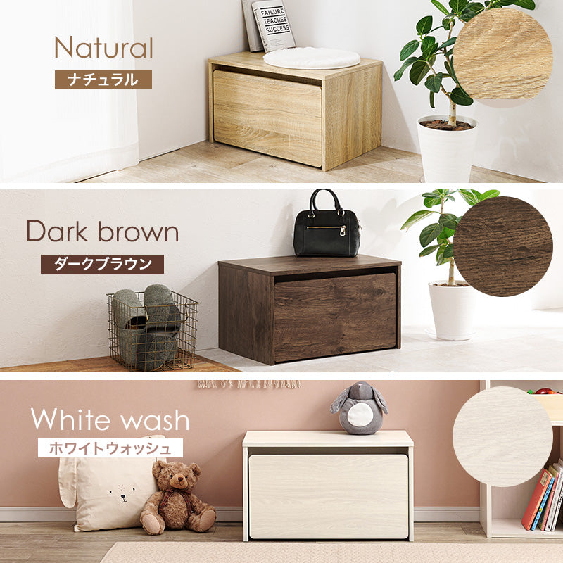 ベンチ ローデスク 収納 ワゴン付き 子供部屋 玄関収納 リビング 60×40cm ナチュラル シンプル