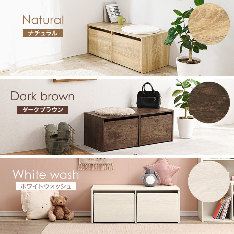 ベンチ ローデスク 収納 ワゴン付き 子供部屋 玄関収納 玄関腰掛 90×40cm ナチュラル シンプル