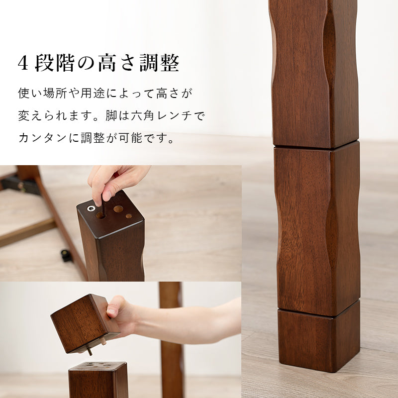 ダイニングタイプのこたつ4点セット 和風のなぐり加工を施した高級感あふれるダイニングこたつ ダイニングコタツ・ふとん・チェア 本体巾90cm