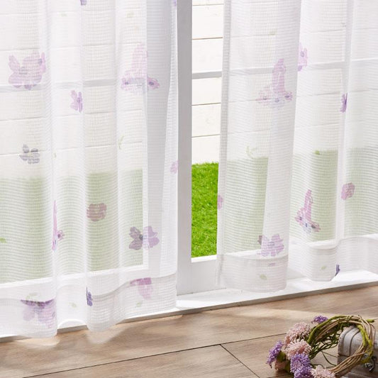 【Disney ディズニー】大輪のお花とラプンツェルのシルエットがとても大人っぽいレース カーテン 2枚組