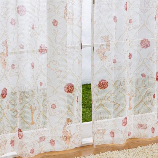 【Disney ディズニー】美女と野獣の世界観がつまった大人可愛いレースカーテン＜美女と野獣ベル＞2枚組