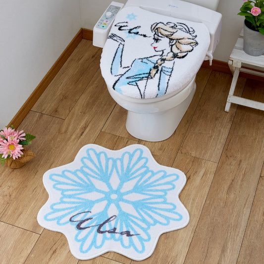 【Disney ディズニー】アナと雪の女王 エルサのフタカバーとマットのセット！トイレをファンシーな空間へ＜アナと雪の女王 エルサ トイレフタカバー・トイレマット2点SET＞