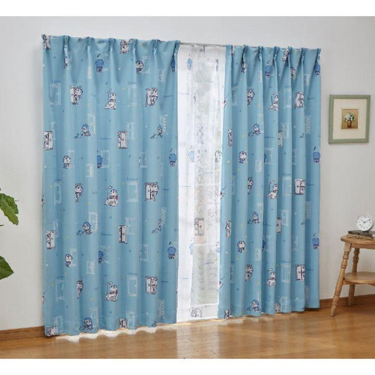 【ドラえもん】手描き風のドラえもんがオシャレなドラえもん I'm Doraemon 2級遮光カーテン 2枚組