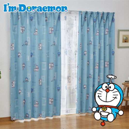 【ドラえもん】手描き風のドラえもんがオシャレなドラえもん I'm Doraemon 2級遮光カーテン 2枚組
