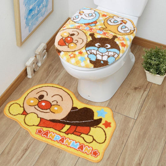 アンパンマンのフタカバーとマットのセット！トイレをファンシーな空間へ＜アンパンマン トイレフタカバー・トイレマット2点SET＞