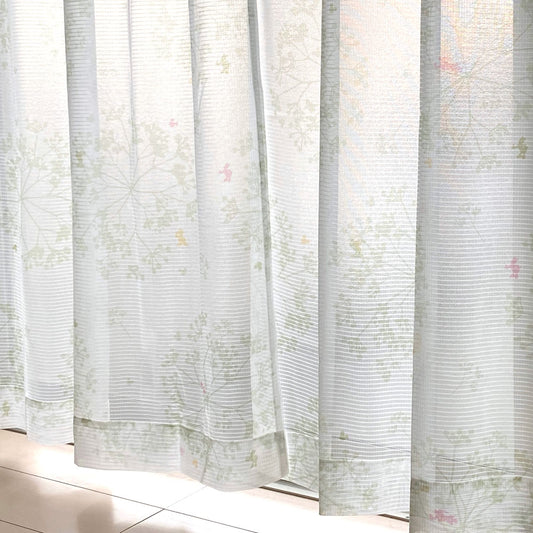 【Disney ディズニー】ミッキー&フレンズ のフラワー＆リーフ柄のレースカーテン 2枚組