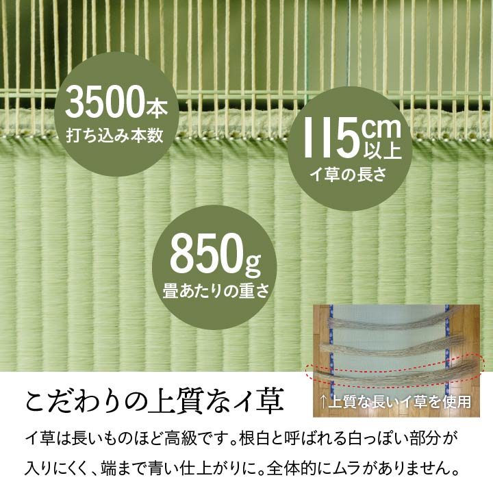 上質な国産い草をふんだんに使った 双目織 い草上敷きカーペット 対応サイズ：江戸間
