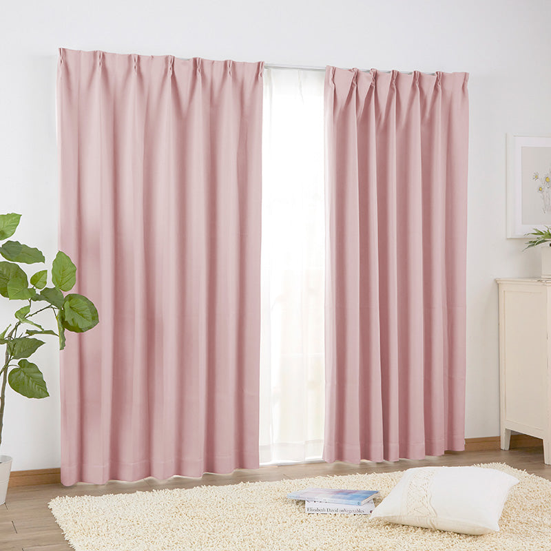 特価窓口 カーテン 幅100cm×丈260cm2枚 ピンク 完全遮光 遮光1級