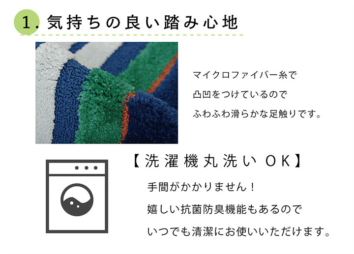 気持ちのいいふみ心地のマイクロファイバー キッチンマット マイクロボーダー