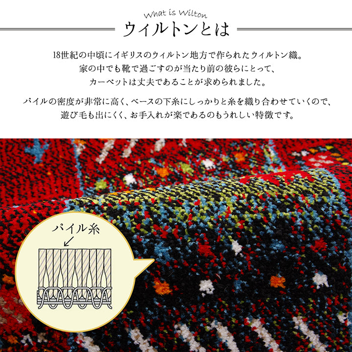 ギャッベ柄がかわいいトルコ製 ウィルトン織りの玄関マット