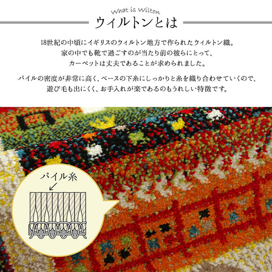 ギャッベ柄がかわいいトルコ製のウィルトン織り玄関マット