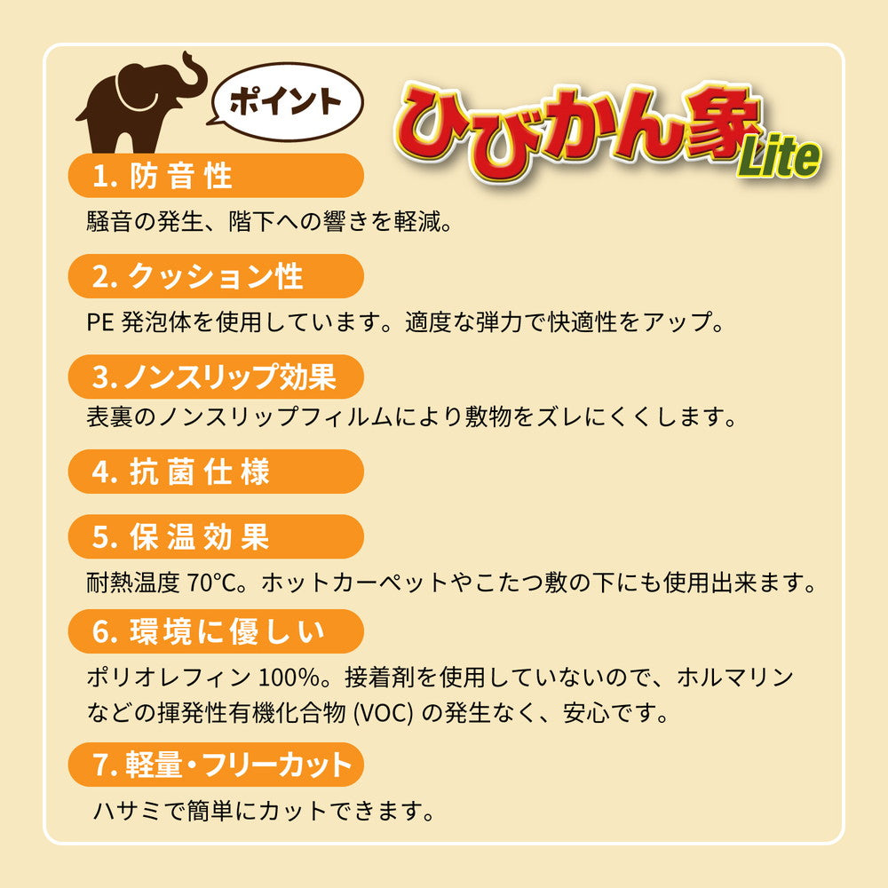 敷物の下に敷く防音シート！ひびかん象Lite