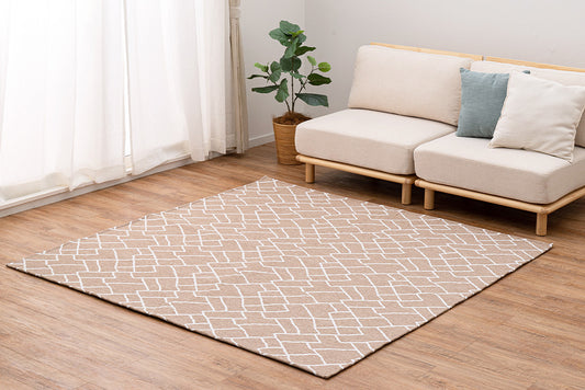 ホットカーペット対応抗菌防臭機能付き太番手の糸をジャガード織でふっくらと仕上げたデザインラグ　ブリック