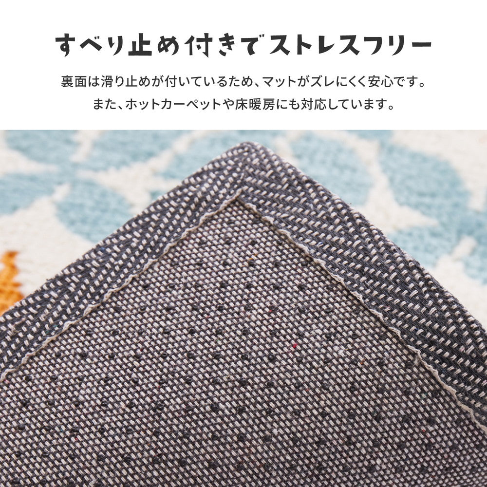 洗える表面は柔らかなカットパイルと、ボリューム感のあるループパイルで立体感のあるレトロな北欧デザイン玄関マット　エテル