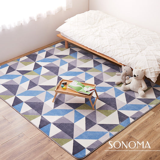 ホットカーペット対応北欧風のトライアングル柄洗えるデザインラグ　ソノマ