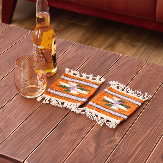 ハンドメイドのキリムコースター 手織りウールのキリム コースター 2枚組