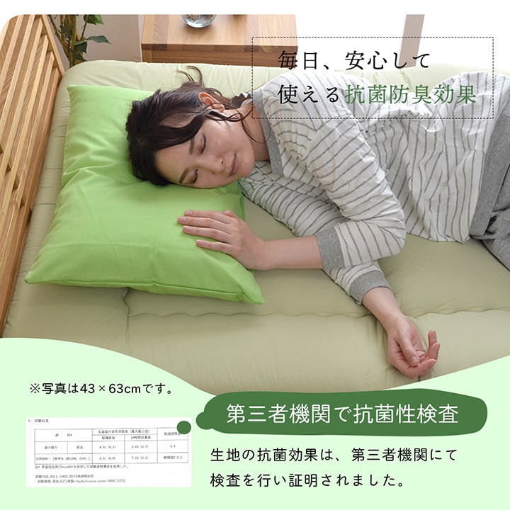 枕カバー 洗える ヒバエッセンス使用 『ひばピロケース』 グリーン 2枚組
