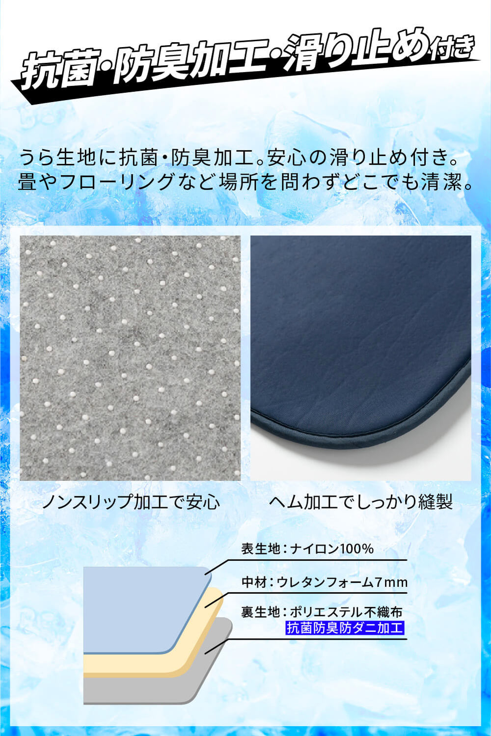 超ひんやり冷感 ラグ Q-MAX0.5