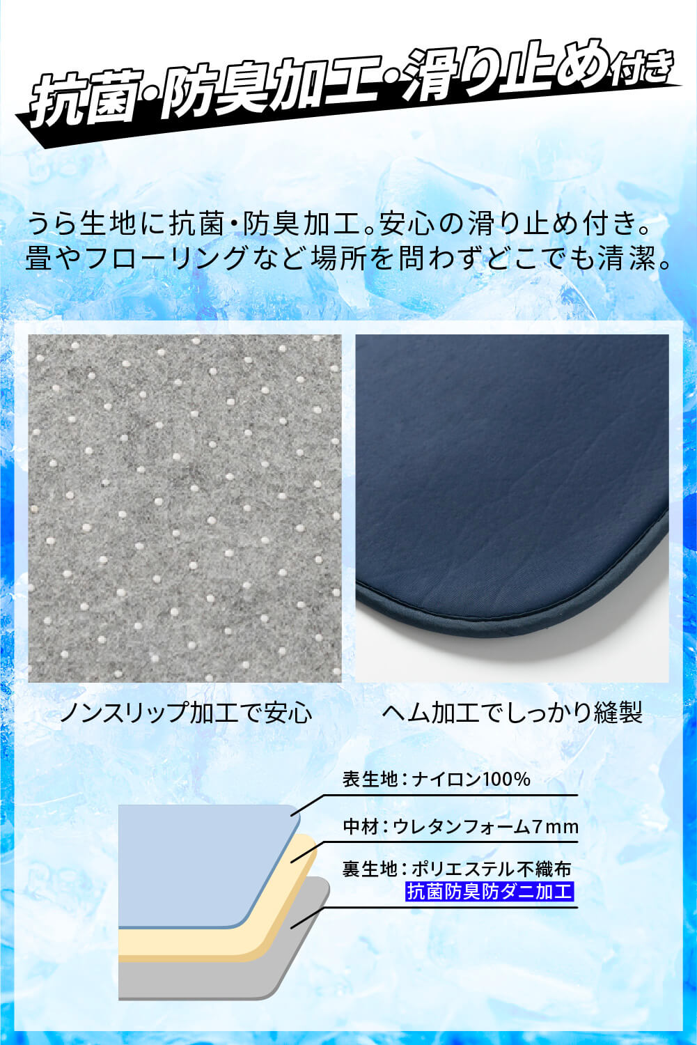 超ひんやり冷感 ラグ Q-MAX0.5