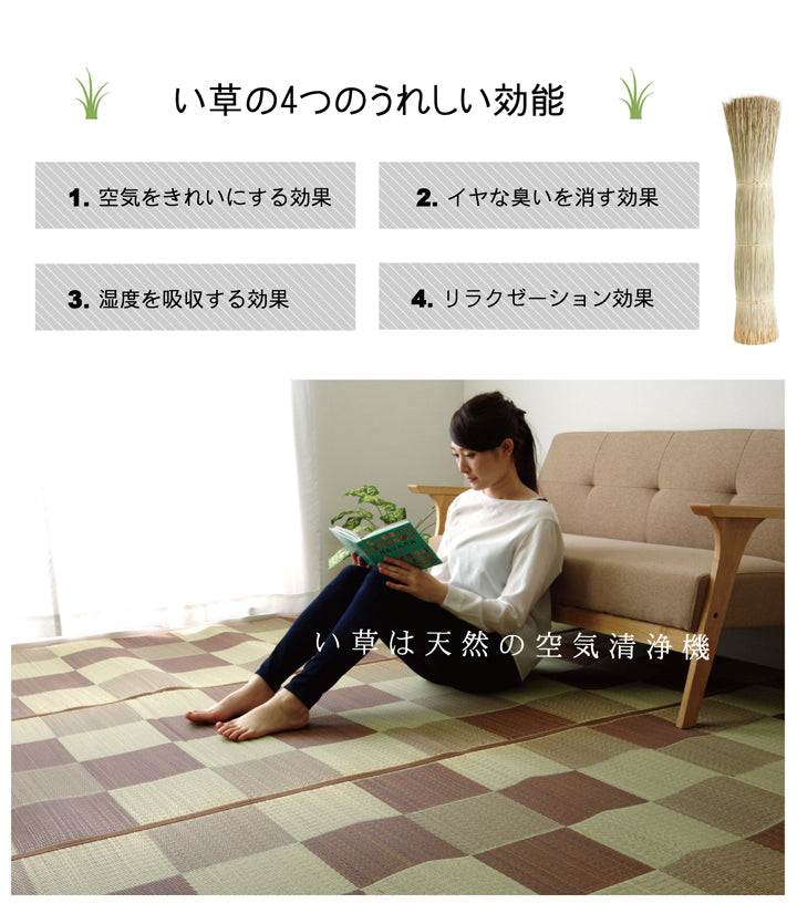 カジュアルモダンに夏をくつろぐ 純国産 草ラグカーペット ブロック