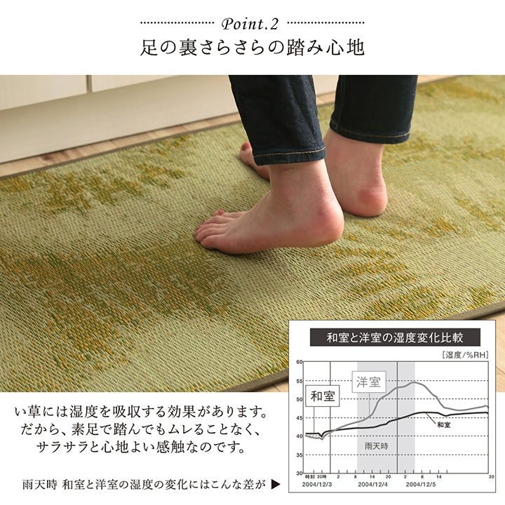 汚れにくくシミになりにくいい草キッチンマット