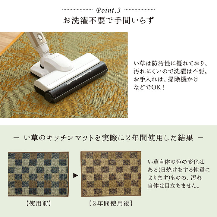 汚れにくくシミになりにくいい草キッチンマット