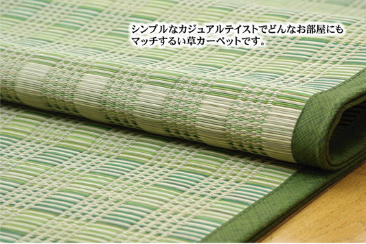 涼やかなシンプルい草ラグ カーペット dkピース グリーン