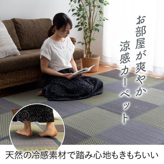 畳に敷くだけでおしゃれな和室になる 格子柄 市松柄 い草上敷きカーペット ラグ DX Pierre - デラックス ピーア