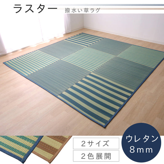 はっ水加工で中材ウレタン入りのふっくらい草ラグ 撥水ラスター