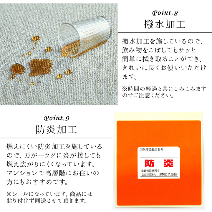 日本製 抗菌 消臭 清潔  撥水 抗アレル物質 ダニ対策 約117×140cmデスクカーペット フリッシュ