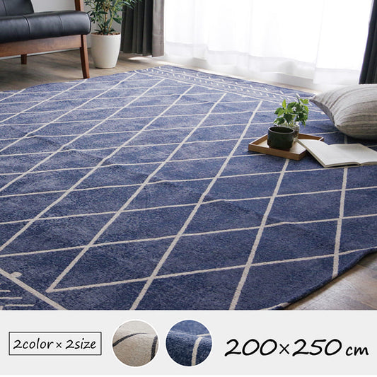 手織りのような上品な風合いのジャガード織幾何柄ラグ ノーブル