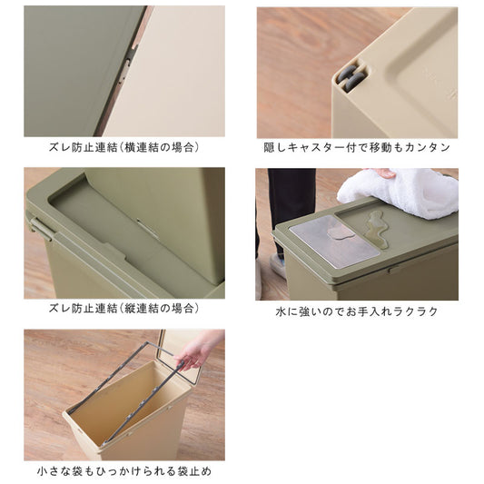 横に並べたり、縦に積んだり、生活スタイルにあわせて組み合わせできるスリムコンテナ ゴミ箱 20Lタイプ 蓋：フラップタイプ
