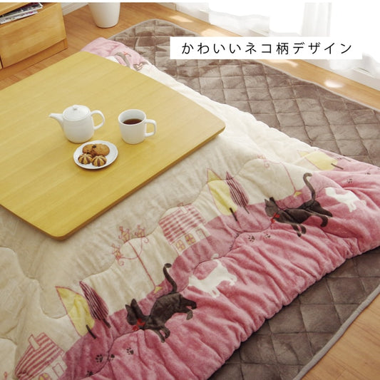 かわいいネコ柄デザインのこたつ薄掛け布団