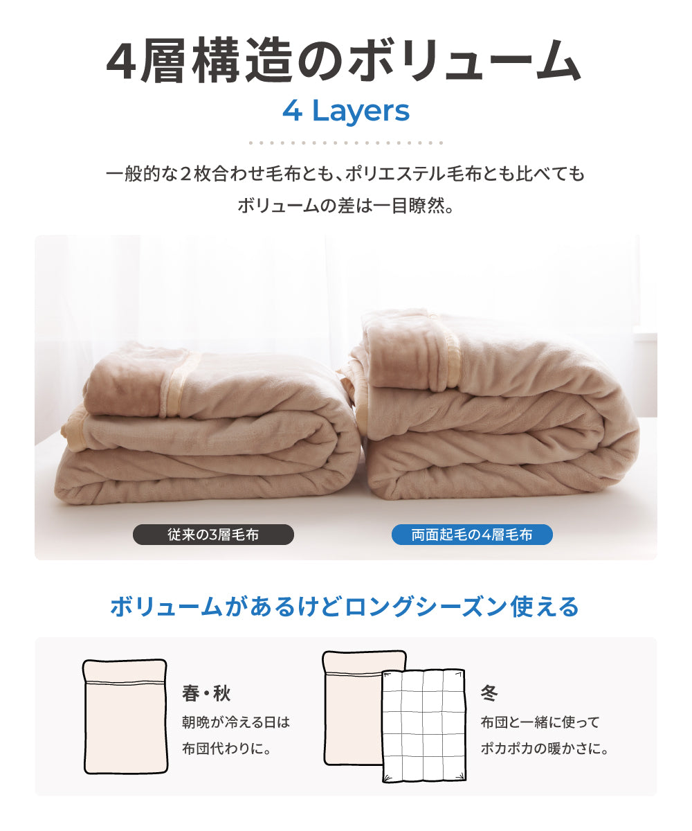 mofua あったかさをためこむ4層毛布 ブランケット