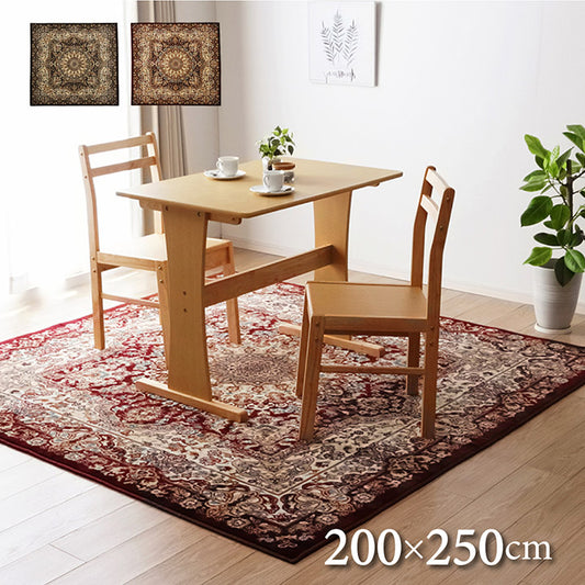 伝統的なメダリオン柄の上品な風合いが特徴のモケット織りラグ クラシック