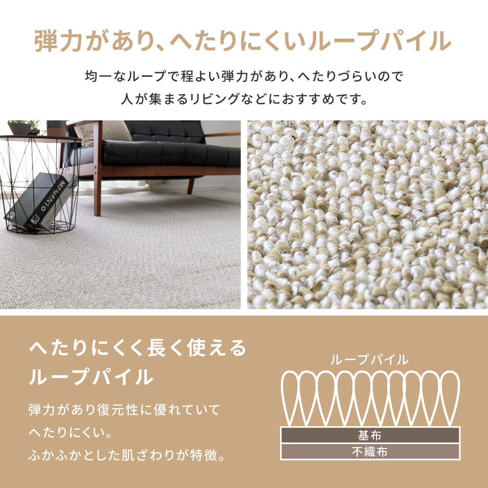 防ダニ・抗菌・防臭・はっ水・防汚・防炎！ループ仕立てのシンプルで飽きのこないカーペット