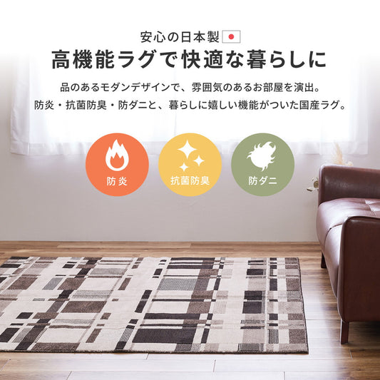 防炎・抗菌防臭・防ダニ機能付き！モダンアートのような雰囲気のおしゃれな高機能ラグ